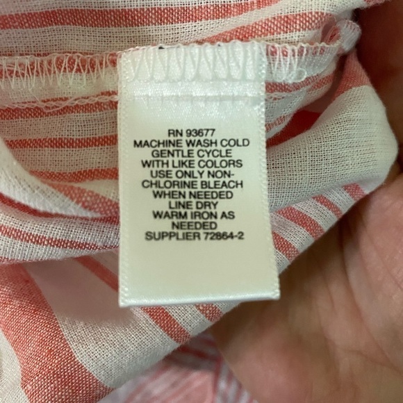 Liz Claiborne NWT Linen collection top XXL pink/off white 30” long, 24” pit2pit. - Picture 7 of 9